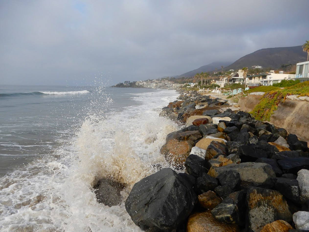 big waves crushing on coast